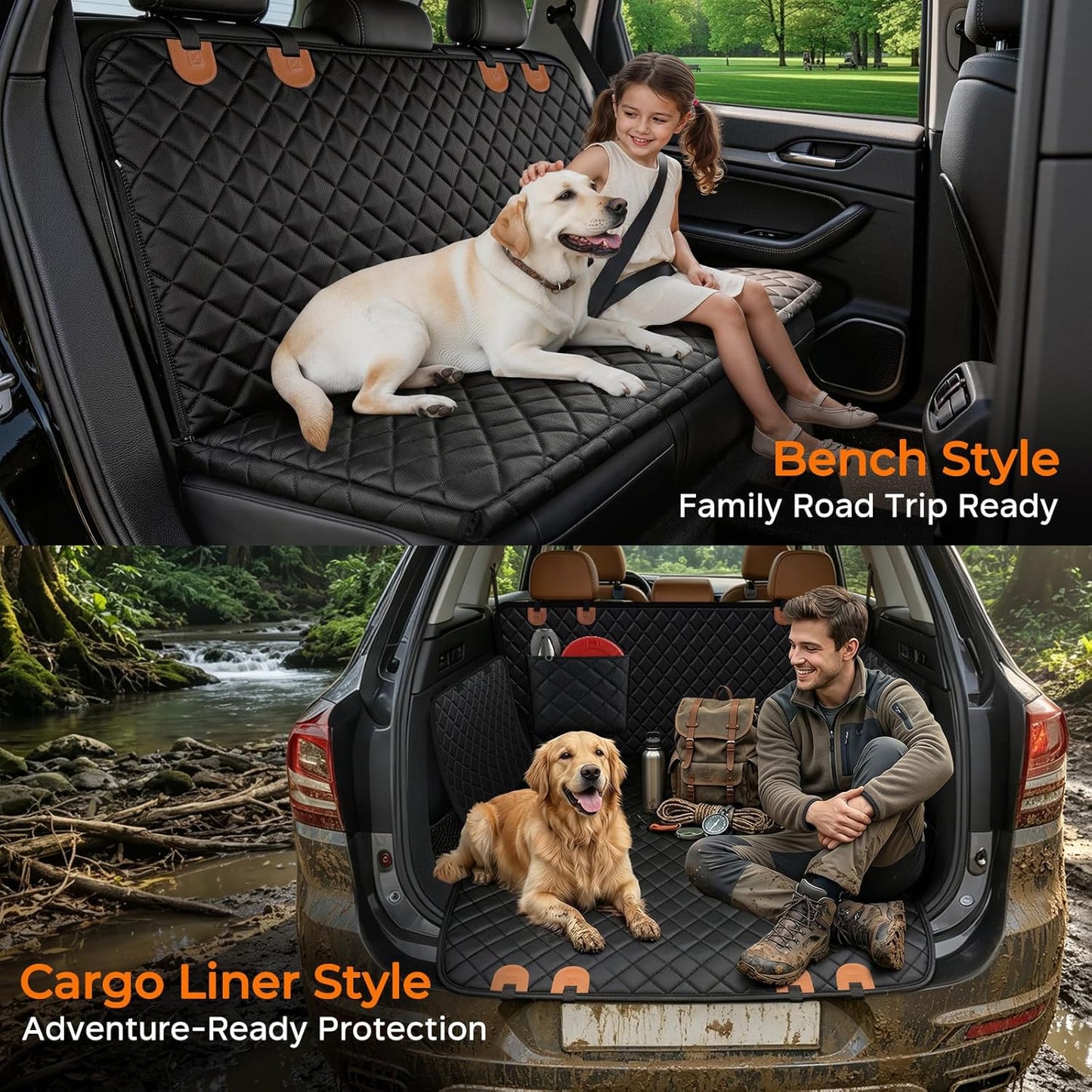 URPOWER Dog Car Seat Cover for Pets – 100% Waterproof Hammock Seat Protector for Cars & SUVs