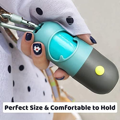 Dog Poop Bag Dispenser with Built-in LED Flashlight &amp; Heavy-Duty Metal Leash Clip – Portable Pet Waste Bag Holder for Dog Walking, Travel &amp; Outdoor Adventures, Crystal Blue
