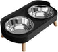 Dopamine Colorful Elevated Pet Feeder - Stylish Dual Stainless Steel Bowls with Neck Support for Dogs and Cats(Gray)