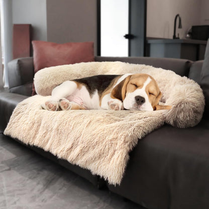 Calming Dogs/Cats Bed Mats, Dog Pad Washable Removable Couch Cover, Plush Long Fur Mat for Pets, Waterproof Lining, Perfect for Small, Medium and Large Dogs and Cats (Gradient Gray, 36"x31")