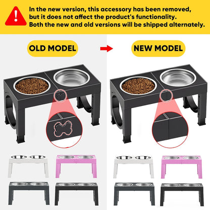 XIAZ Elevated Dog Bowls – Adjustable Raised Dog Bowl Stand for Large &amp; Medium Dogs with Stainless Steel Food &amp; Water Bowls (5 Height Settings, Black)