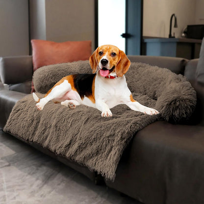 Calming Dogs/Cats Bed Mats, Dog Pad Washable Removable Couch Cover, Plush Long Fur Mat for Pets, Waterproof Lining, Perfect for Small, Medium and Large Dogs and Cats (Gradient Gray, 36"x31")
