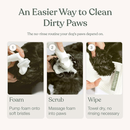 Dandylion Dog Paw Cleaner – Clean Paws No-Rinse Foam Washer with Silicone Brush