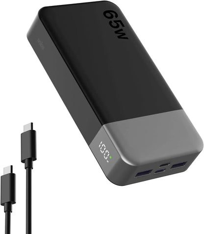 Power Bank 20000mAh 65W Charging Portable External Battery Backup For Cell Phone