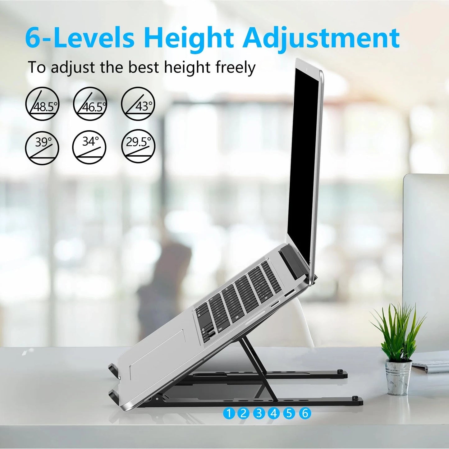 Adjustable Laptop Stand, Portable Laptop Riser for Desk, ABS+Silicone Foldabl.
