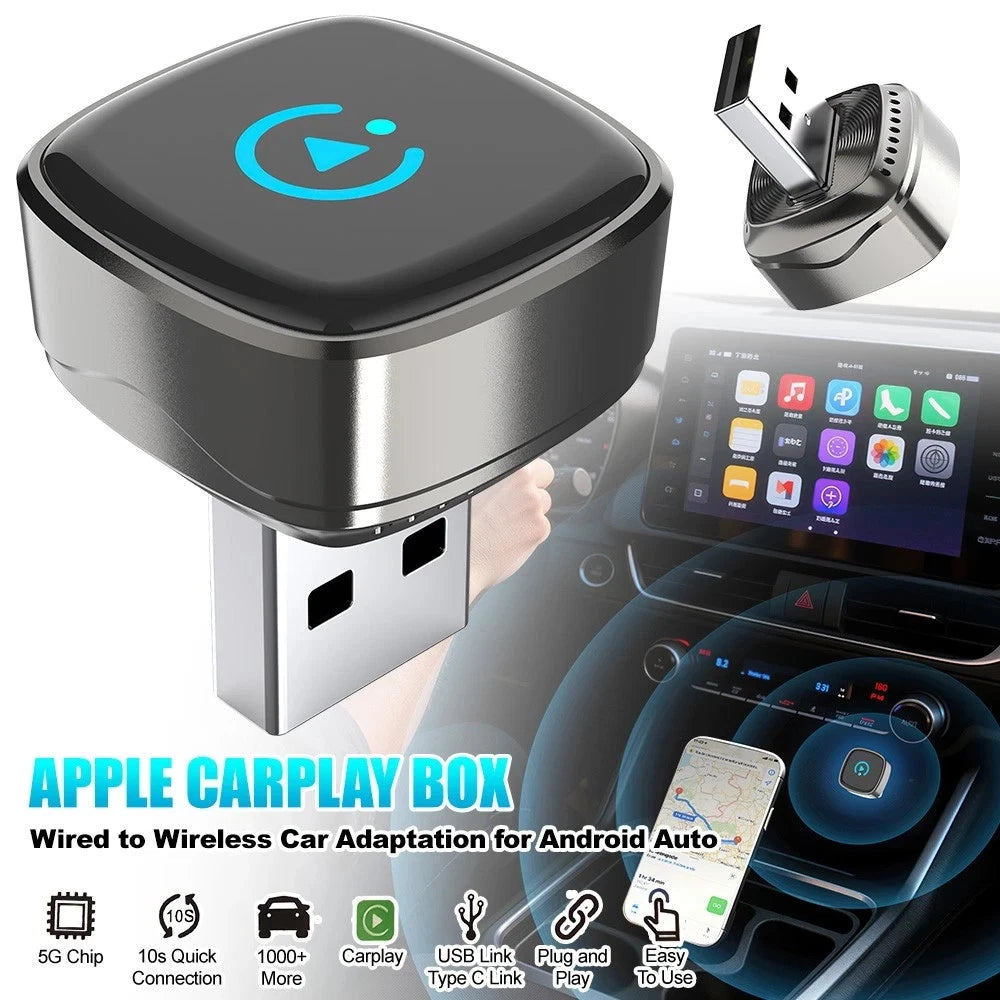 2 in 1 Carplay Wireless Adapter for iPhone Android USB Car Dongle Plug & Play