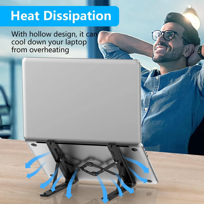 Adjustable Laptop Stand, Portable Laptop Riser for Desk, ABS+Silicone Foldabl.
