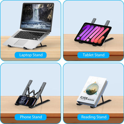 Adjustable Laptop Stand, Portable Laptop Riser for Desk, ABS+Silicone Foldabl.