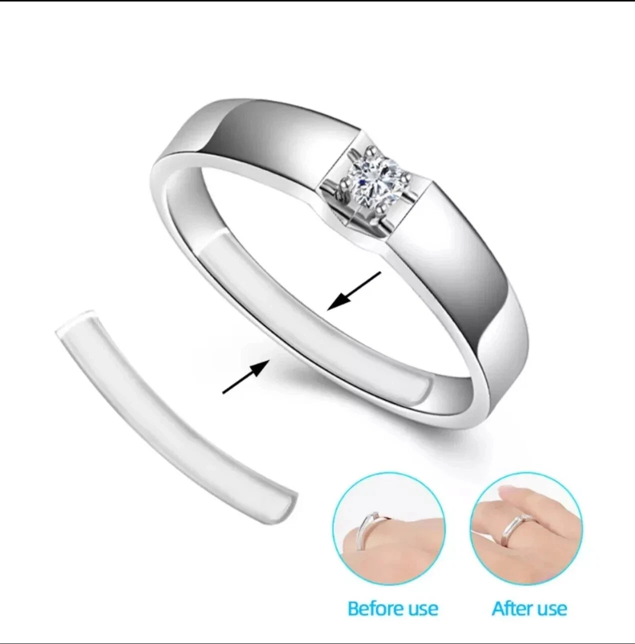 Ring Size Reducer Set Of Invisible Silicone Pads For Loose Rings UK