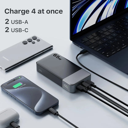 Power Bank 20000mAh 65W Charging Portable External Battery Backup For Cell Phone