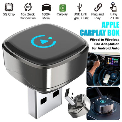 2 in 1 Carplay Wireless Adapter for iPhone Android USB Car Dongle Plug & Play