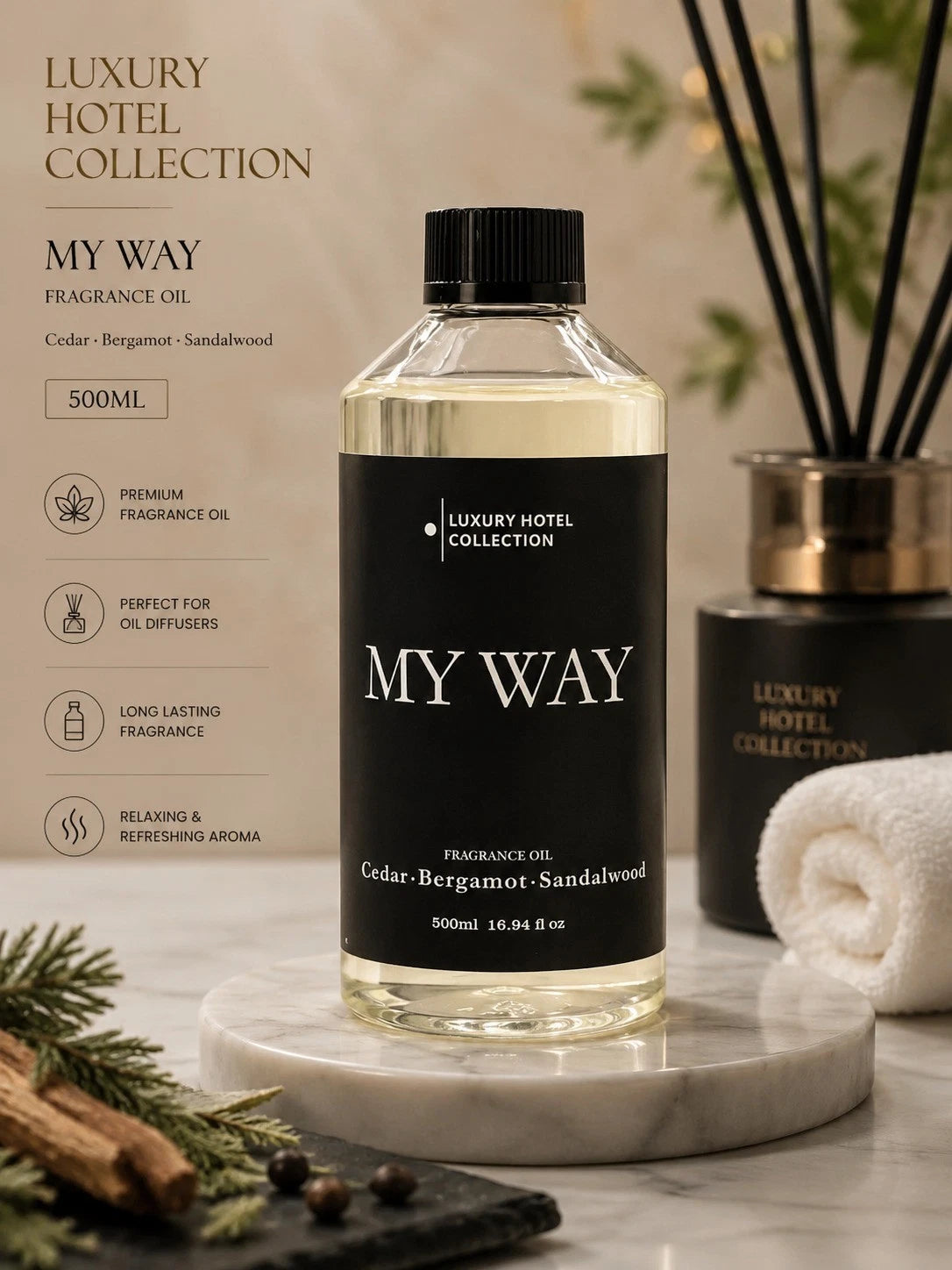 My Way 500ml Diffuser Oil Inspired By 1 Hotel Miami , Hotel Collection Aroma360