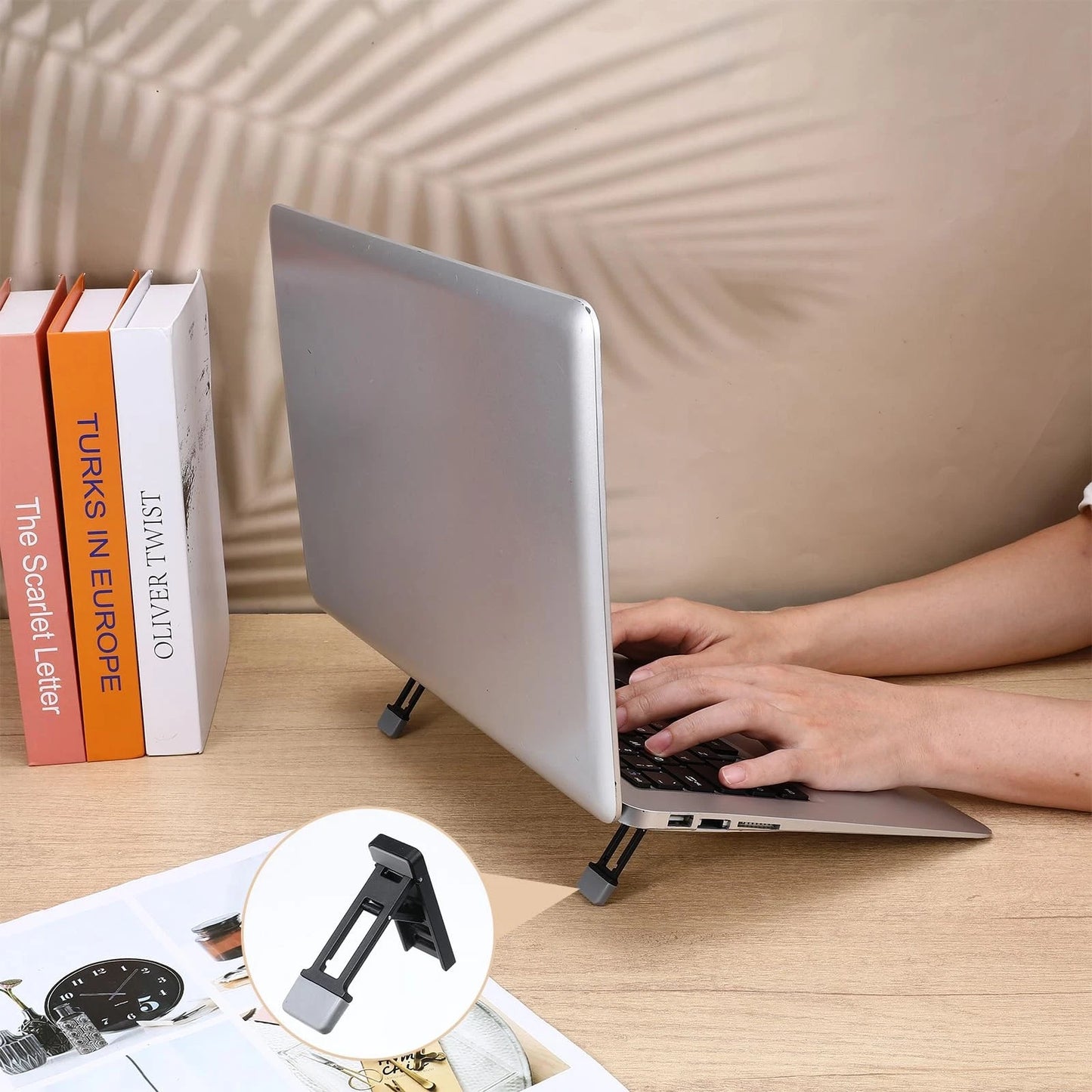 4 Pcs Portable Laptop Stand for Desk Foldable Keyboard Riser Stand Ergonomic