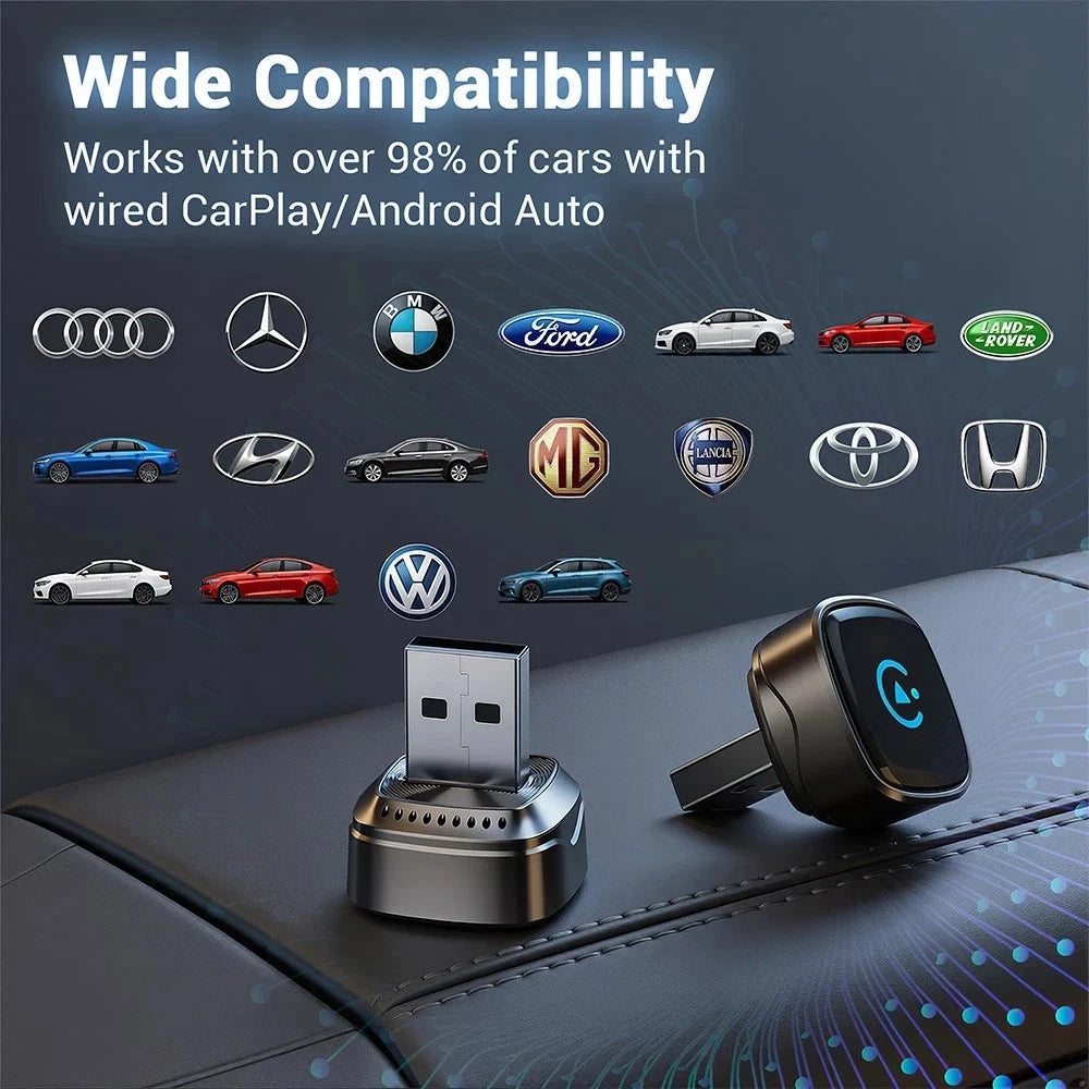 2 in 1 Carplay Wireless Adapter for iPhone Android USB Car Dongle Plug & Play