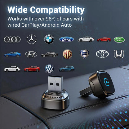 2 in 1 Carplay Wireless Adapter for iPhone Android USB Car Dongle Plug & Play