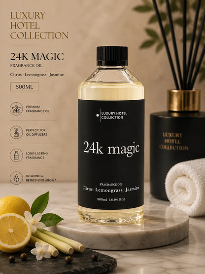 24K Magic 500mL Diffuser Oil Inspired By L Hotels & AROMA360 - Hotel Collection