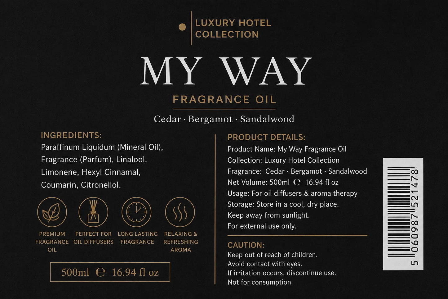 My Way 500ml Diffuser Oil Inspired By 1 Hotel Miami , Hotel Collection Aroma360