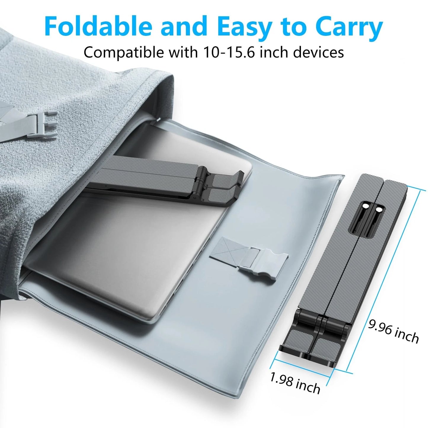 Adjustable Laptop Stand, Portable Laptop Riser for Desk, ABS+Silicone Foldabl.